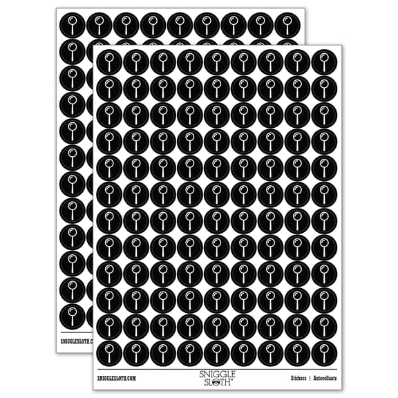 Magnifying Glass 200+ Round Stickers - Black - Gloss Finish - 0.50" Size