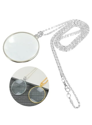 Zodaca Magnifying Glass Necklace, 5x Monocle Magnifier Jewelry with 36  Long Chain, Silver 