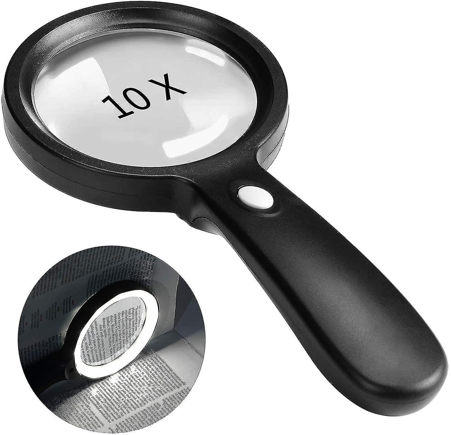 Magnifying Glass with Light, 10X Handheld Large Magnifying Glass LED