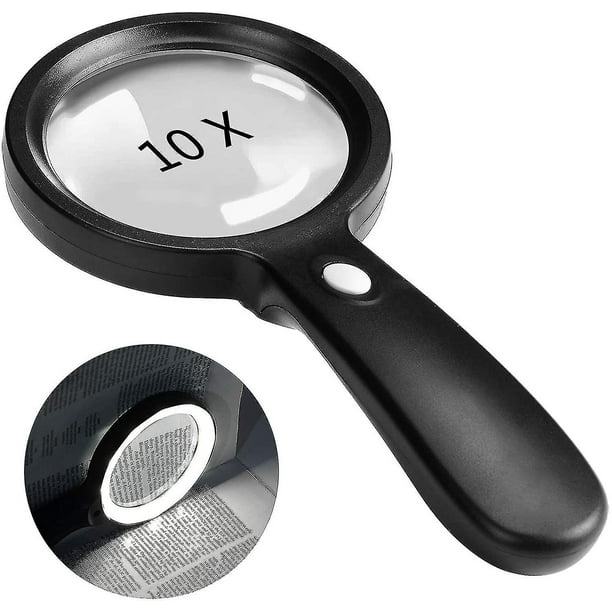 Magnifying Glass with Light, 10X Handheld Large Magnifying Glass LED Illuminated Lighted Magnifier for Macular Degeneration Seniors Reading Inspection Coins Jewelry