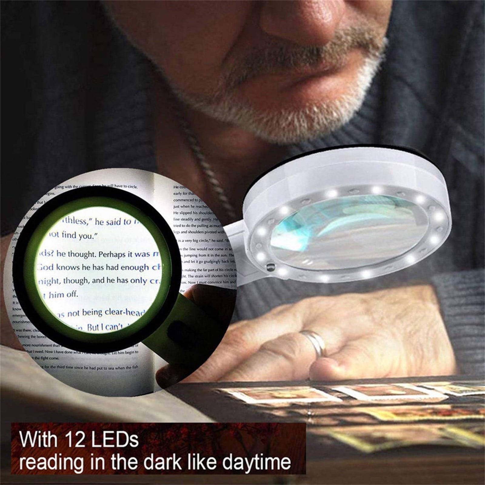 Magnifying Glass with Light, 30X Handheld Large Magnifying Glass 12 LED