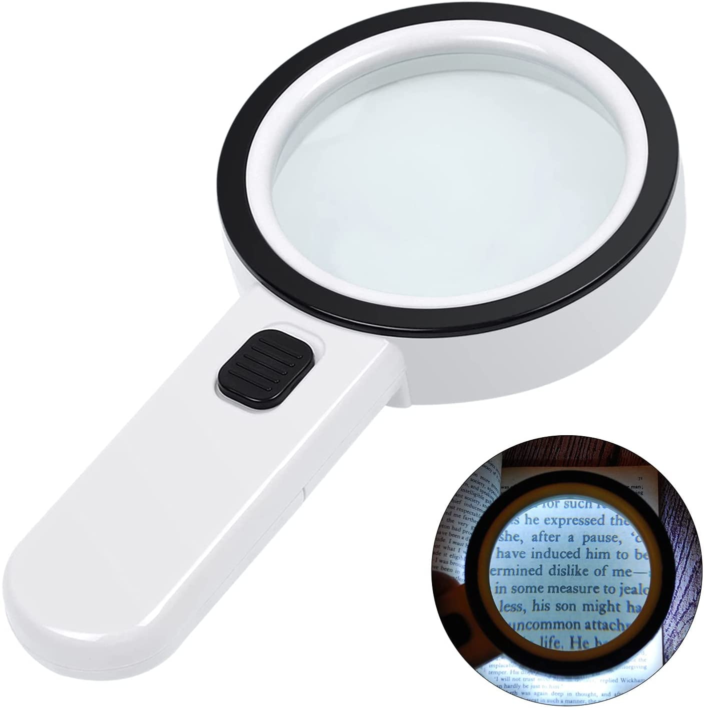 Magnifying Glass with Light, 30X Handheld Large Magnifying Glass 12 LED  Illuminated Lighted Magnifier for Macular Degeneration Seniors Reading