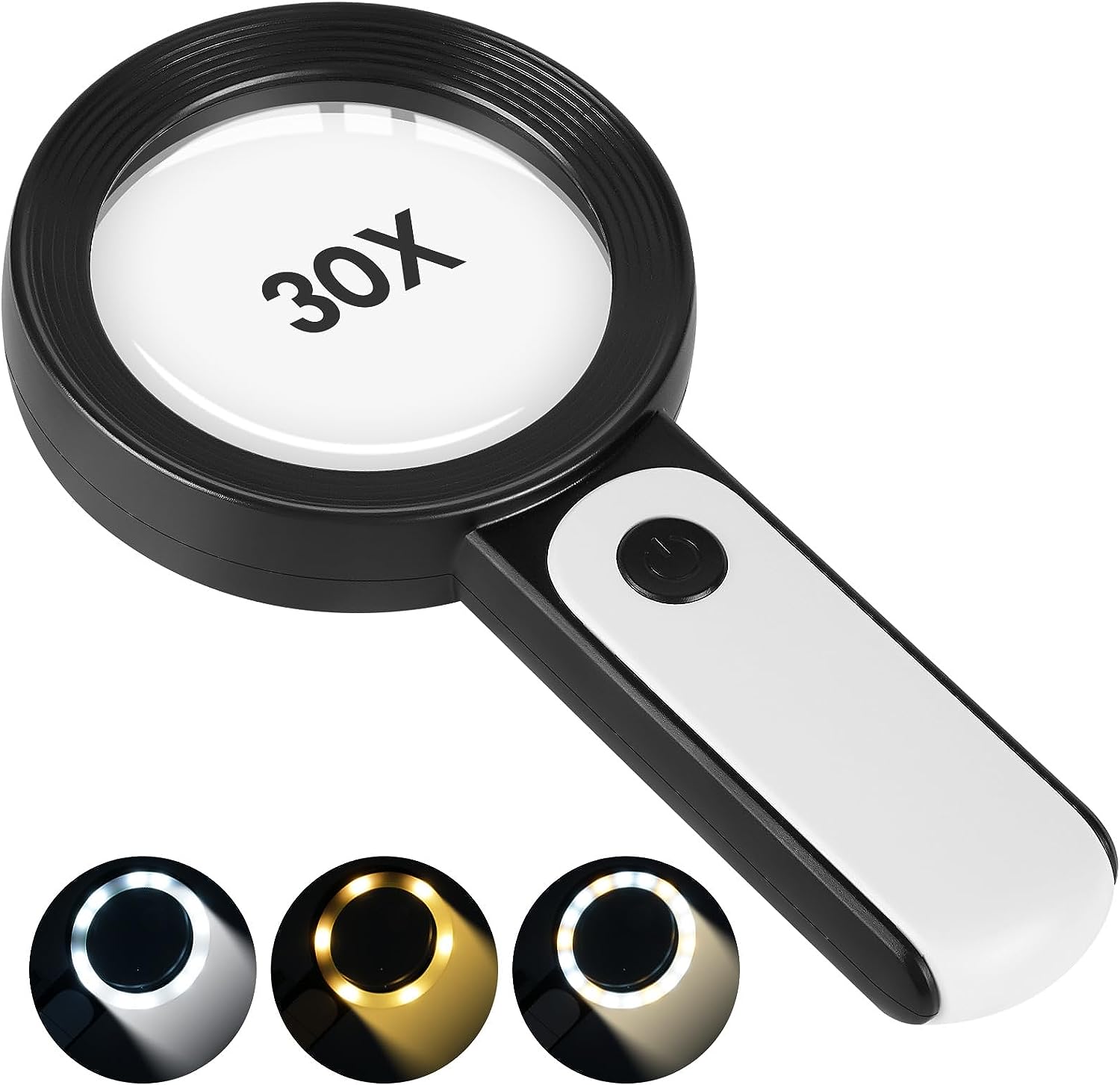 Magnifying Glass with Light, 30X Handheld Large 18LED Cold and