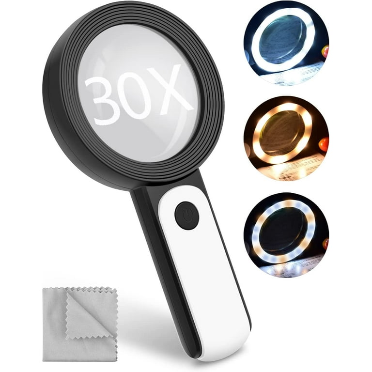 Magnifying Glass with Light, 30X Handheld Large Magnifying Glass 3