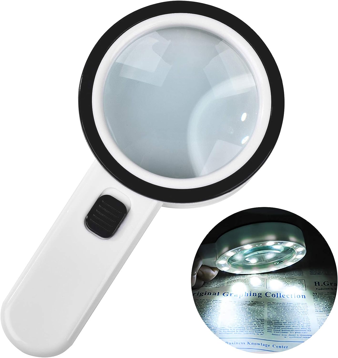 Magnifying Glass with Light, 30X High Power Handheld Large Magnifiers