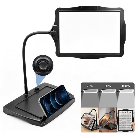 Magnifying Glass with Light and Stand, Large Hands-Free Magnifying Lamp with 360° Flexible Gooseneck for Reading, Sewing, Knitting, Repairs and Crafts