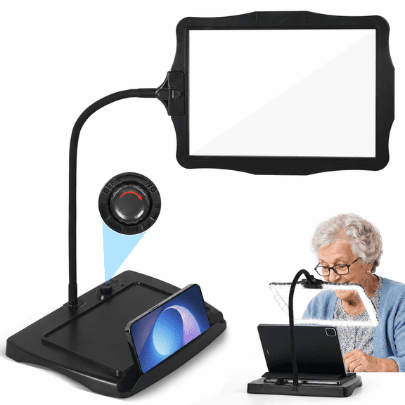 Magnifying Glass with Light and Stand, Large Hands-Free Magnifying Lamp with 360 Flexible Gooseneck for Reading, Sewing, Knitting, Repairs and Crafts