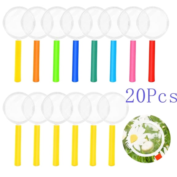 Magnifying Glass,Tutuviw 20 Pcs Plastic Magnifier,Colorful Magnifying Glasses,Mini Handheld Magnifying Lenses,Hand Lens for Outdoor Science Observation Party Favors Fun Tool-Colors Mixture