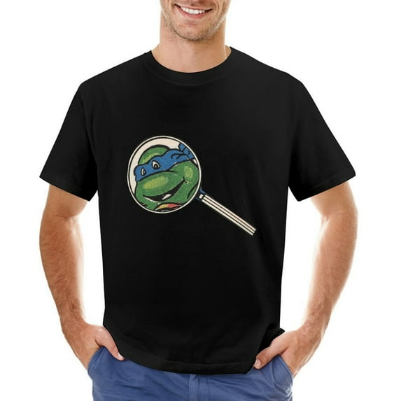 Magnifying Glass Vintage T-shirt Mens Cotton Classic Crewneck Short Sleeve Tees Unisex Black 2XL