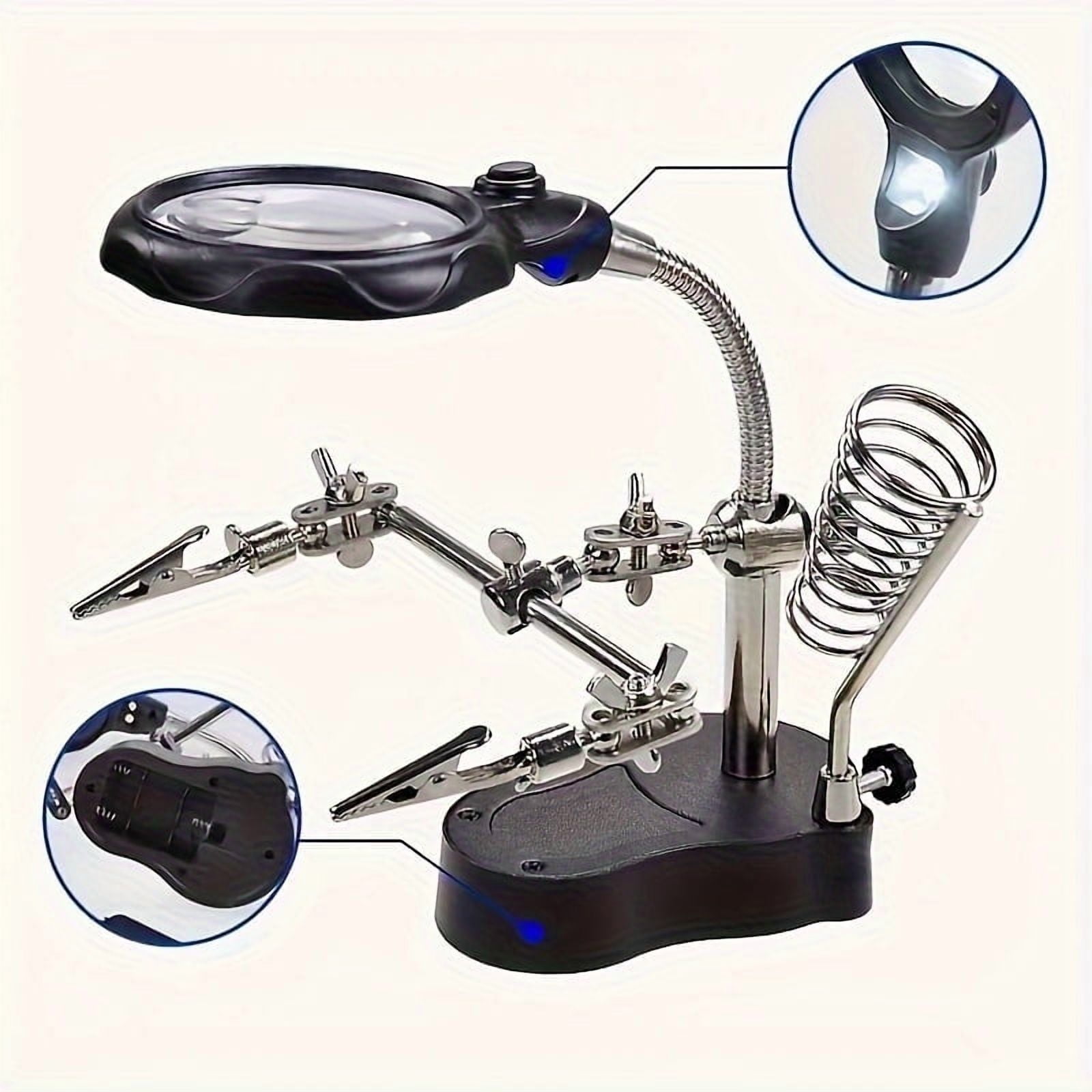 Magnifying Glass With Light Electronic Inspection Repair Auxiliary Clip Adjustable Folding Hardware Tool Mobile Phone Magnifying Glass