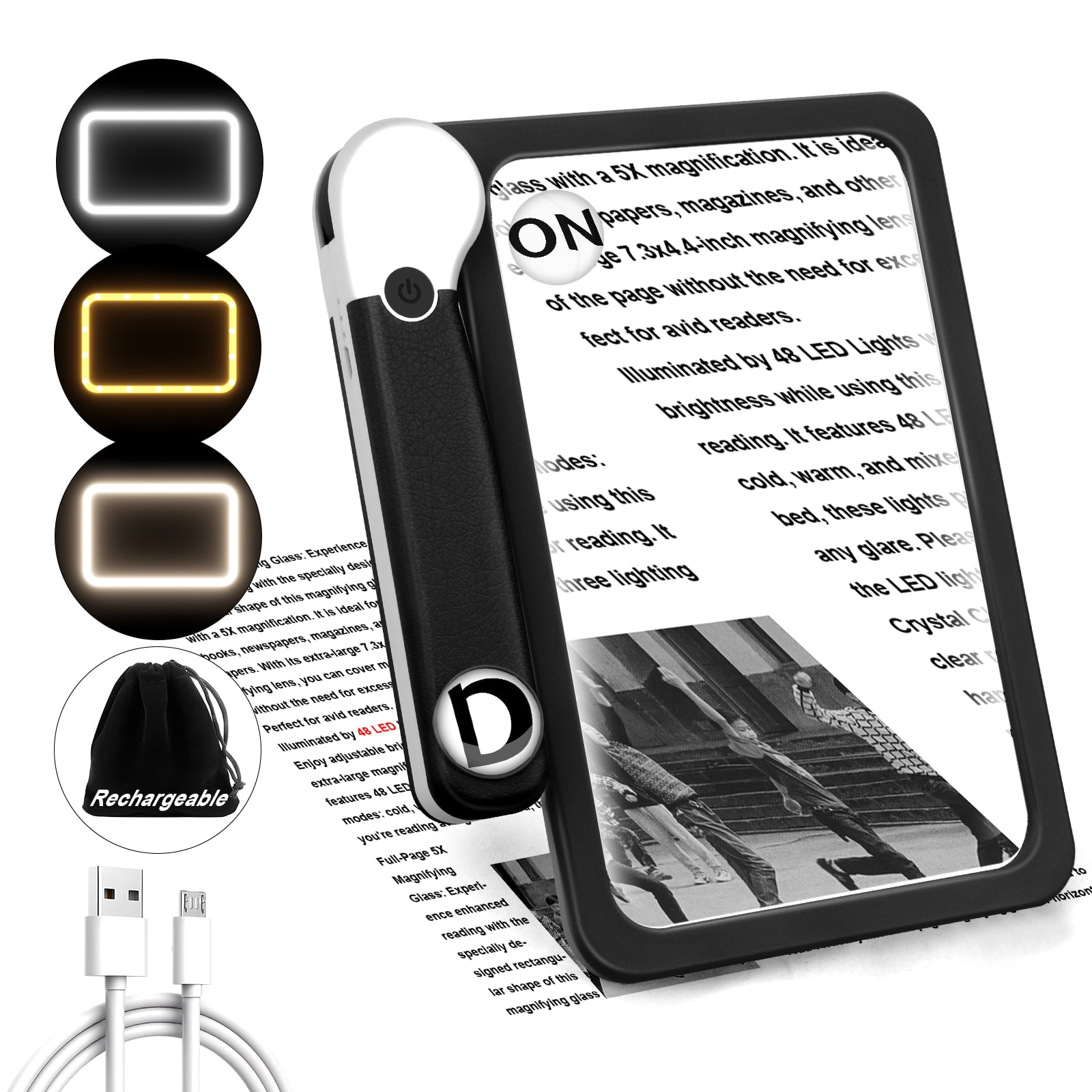 Magnifying Glass with 48 LED Lights Folding Handheld Magnifier for