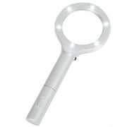 Stalwart Magnifying Glass with Light - Lightweight Handheld 4x Magnifier with 6 LED Light for Seniors Reading, Jewelry and More (Silver)
