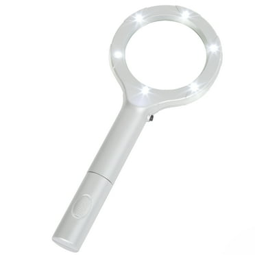 Magnifying Glass with LED Light, Lightweight Handheld Lighted 4x Magnifier by Stalwart