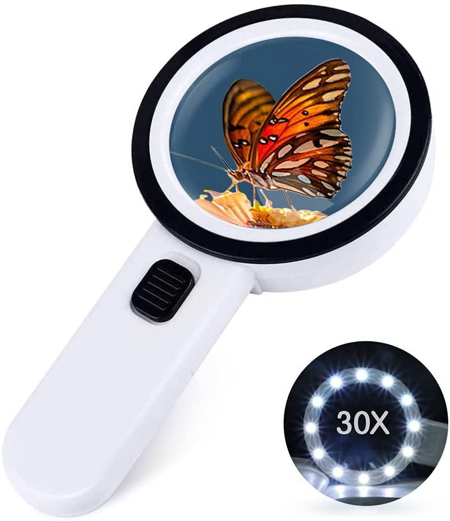 Magnifying Glass with Light,30X High Power Jumbo Lighted Magnifiers