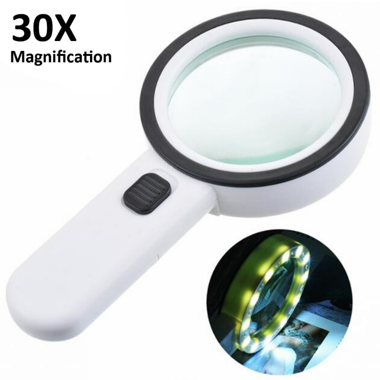 Magnifying Glass with Light, Jumbo Lens with 30x High Power Magnification  for Seniors Who Read Small Print, Maps, Inspections