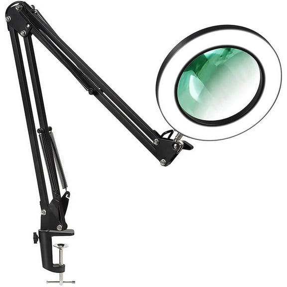 Magnifying Glass with Light and Bracket,3 Color Modes Stepless Dimmable LED Desk Lamp, Used for Reading Repairing