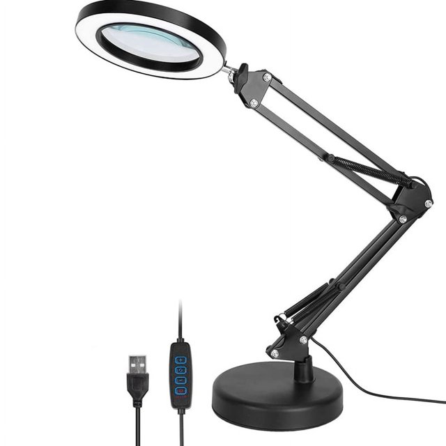 Magnifying Glass with Light and Stand, 10X Magnifying Lamp, 2In1 Desk