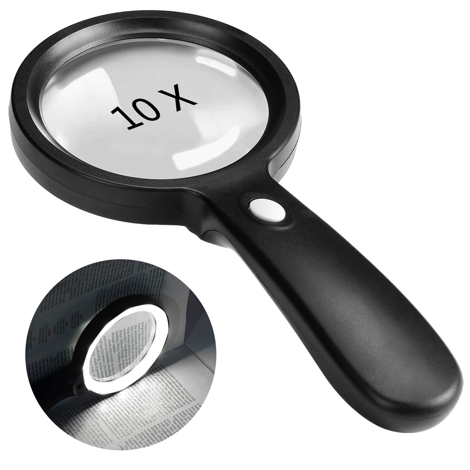 Magnifying Glass10X Handheld Large Magnifying Glass 12 LED Illuminated
