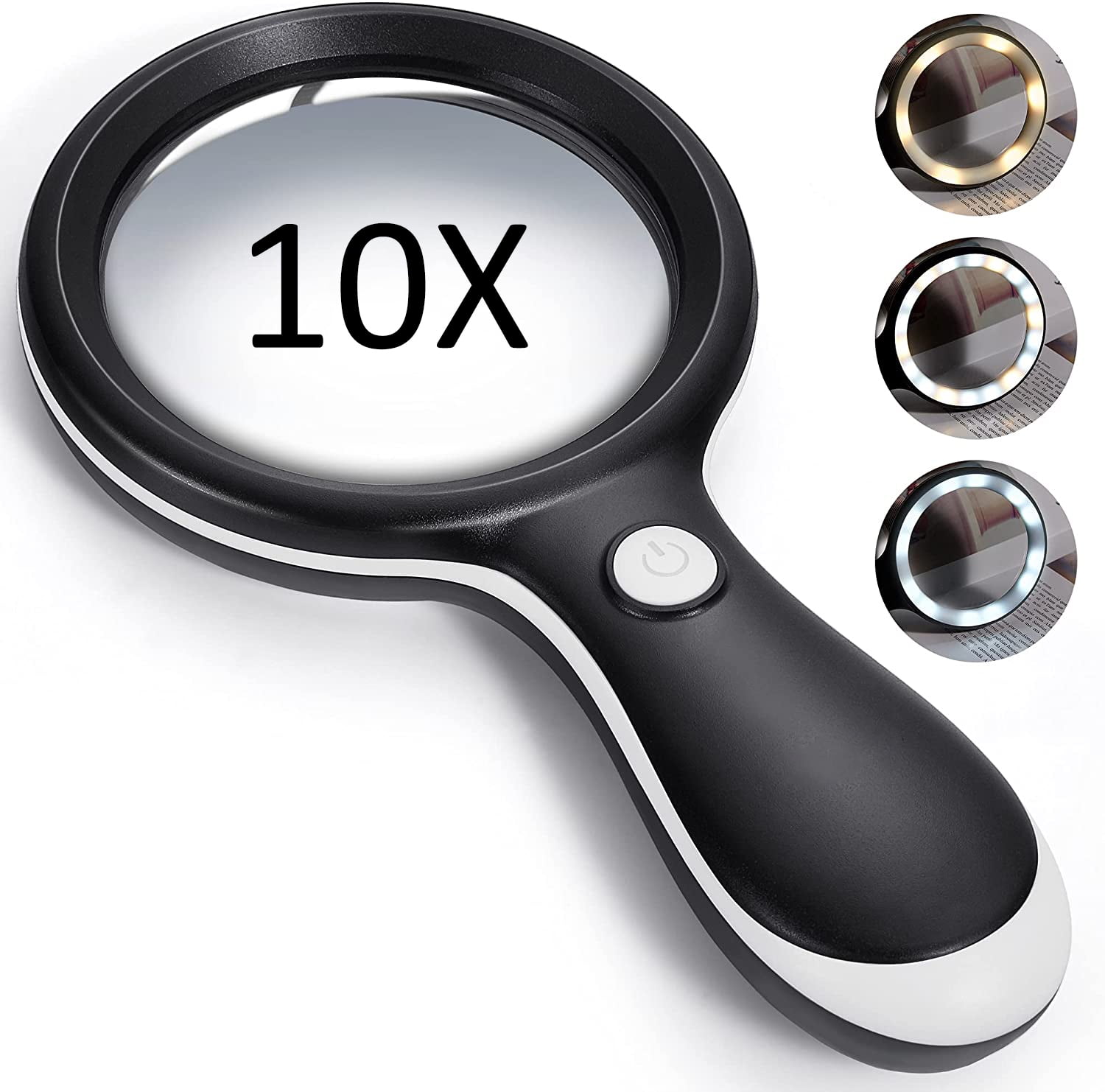HYOIIO 10x Magnifying Glass with Light, Lighted Magnifying Glass 10X with  12 LED Lights for Seniors Kids- Large Magnifying Glass for Reading
