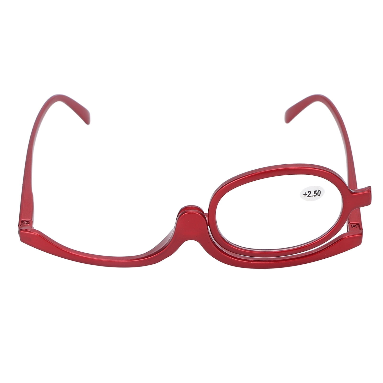 Magnifying Makeup Glasses, Single Lens Rotatable Fashionable Eye Make Up Glasses Cosmetic Reading Glass Folding Eyeglasses for Women Red (+2.50)
