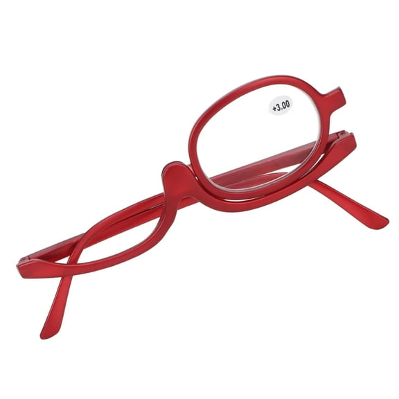 Magnifying Makeup Glasses, Single Lens Rotatable Fashionable Eye Make Up Glasses Cosmetic Reading Glass Folding Eyeglasses for Women Red (+3.00)