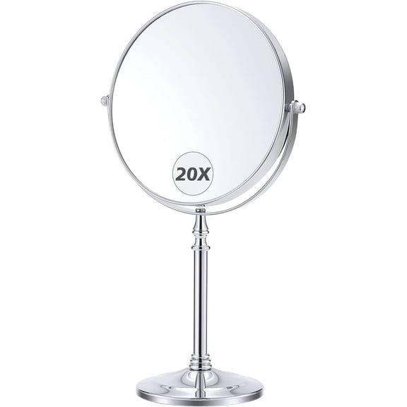 Magnifying Mirror 20x, Double Sided 1X & 20X Magnifying Mirror on Stand, Large Tabletop Magnified Vanity Mirror, Magnified Mirrors with 360°Rotation for Bathroom or Bedroom,8 Inches