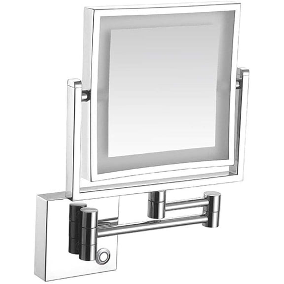 Magnifying Wall Bathroom Mirror with LED Lights, Wall Mounted Makeup Mirror with 3X Magnification, Two-Sided Extendable, 360 Degree Swivel, for Bathroom