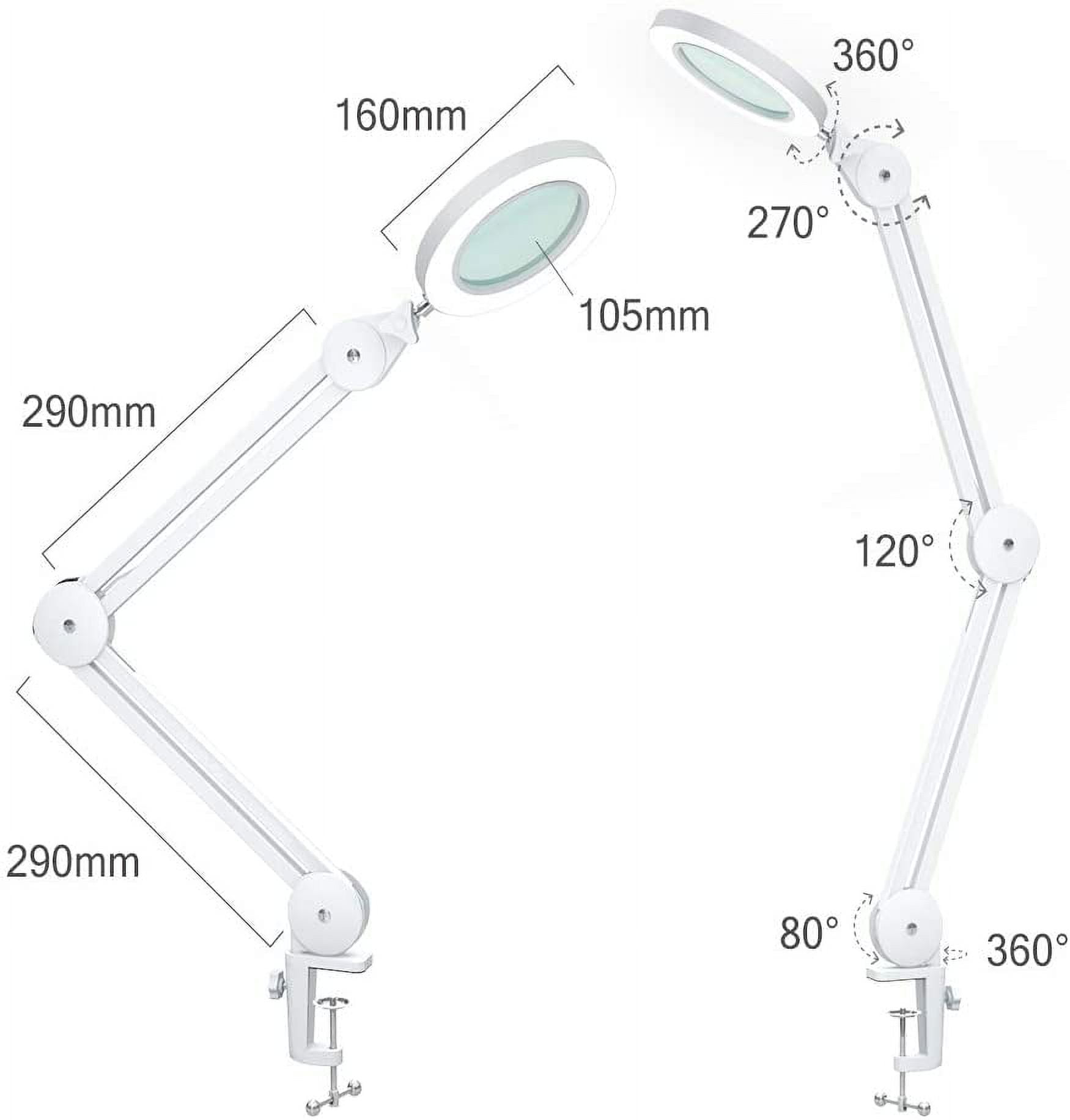 Magnifying glass with Light and Clamp, Adjustable Metal Swing Arm