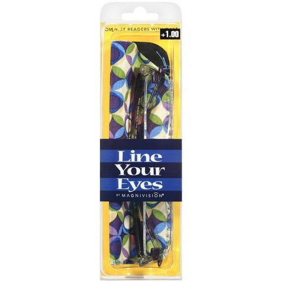 Magnivision Line Your Eyes Compact Readers With Case, +1.00