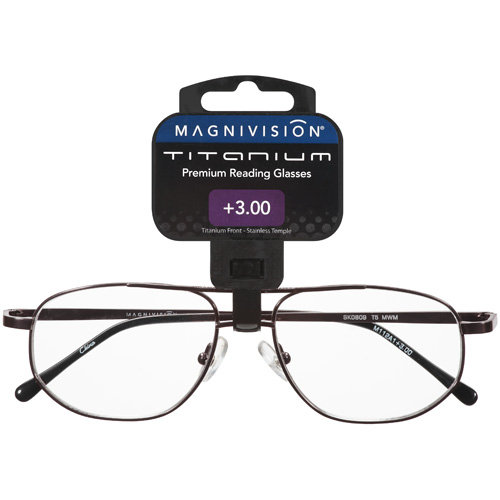Magnivision Titanium Premium Reading Glasses, +3.00