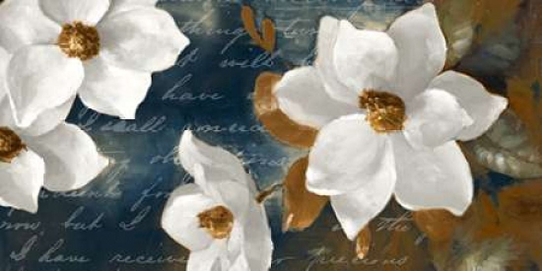 Magnolia Aglow Navy I Canvas Art - Lanie Loreth (24 x 48)