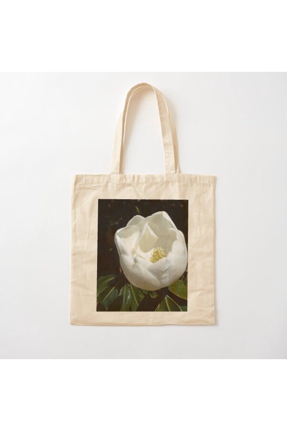 Magnolia Bloom Canvas Tote Bags, Reusable Shopping Bag