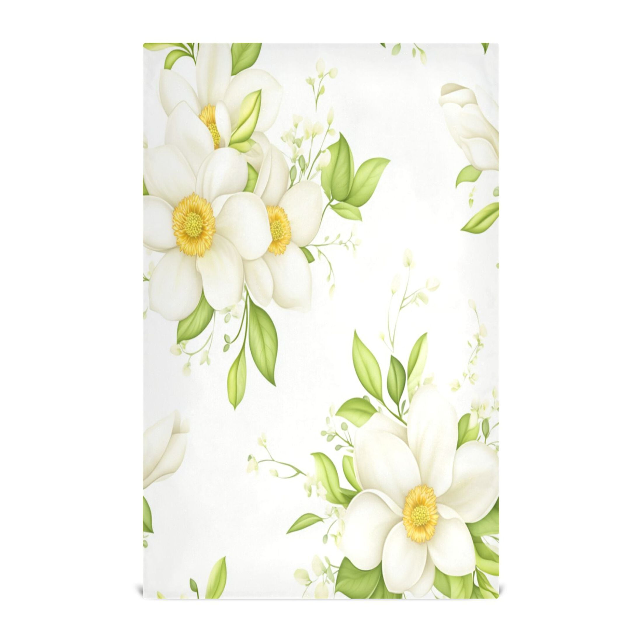 Magnolia Blooms Pattern Kitchen Towels 6-Piece Pack Tea Towels for Kitchen Decorative Waffle Design 28x18in