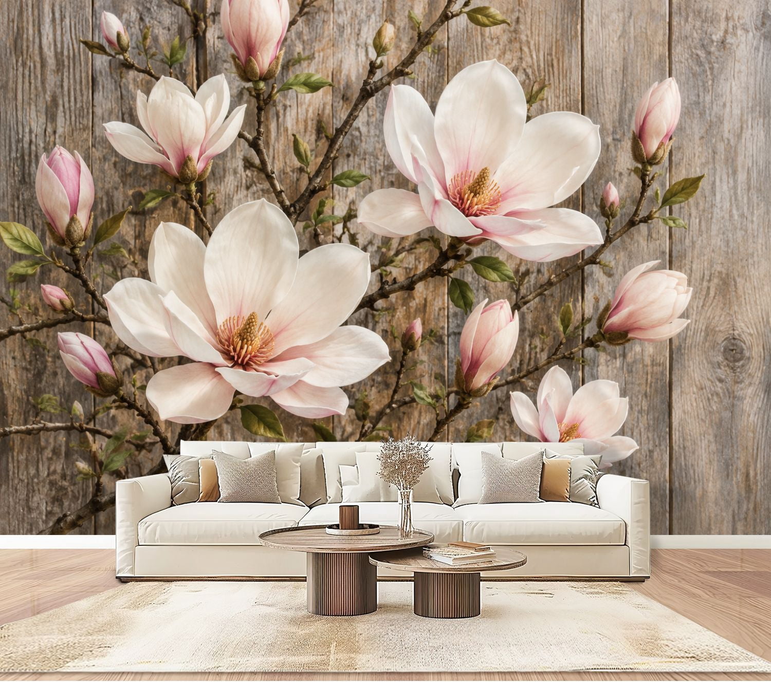 Spring Jewelry Background Magnolia Blooms farmhouse Wallpaper Rustic Wood vintage spring nature ...