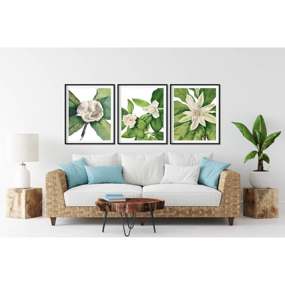 Magnolia Botanical Prints Vintage Kitchen Wall Art, Stretched Canvas