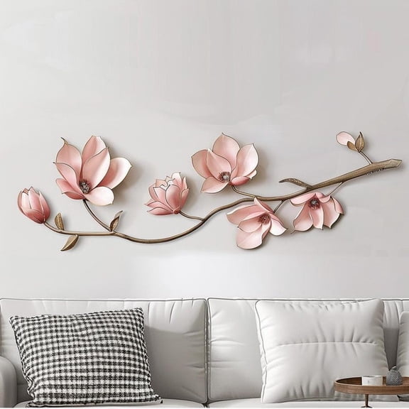 Magnolia Branch Floral Metal Wall Art Sculpture Decorative Wall Decor