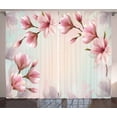 thumbnail image 1 of Ambesonne Magnolia Curtains 2 Panel Set, Double Exposure Effect, 108" x 108", Dark Coral and Pale Pink, 1 of 3