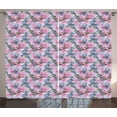 thumbnail image 1 of Ambesonne Magnolia Curtains 2 Panel Set, Low Poly Nature Scene, 108" x 90", Bluegrey Pink and Green, 1 of 3