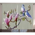 thumbnail image 1 of Ambesonne Magnolia Curtains 2 Panel Set, Waxwing Sparrow Bird, 108" x 108", Multicolor, 1 of 3