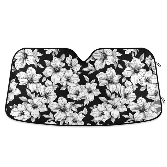 Magnolia Floral Flowers and Leaf Car Windshield Sun Shade Foldable Car Front Window Visor Heat and UV Protection 53x23.5