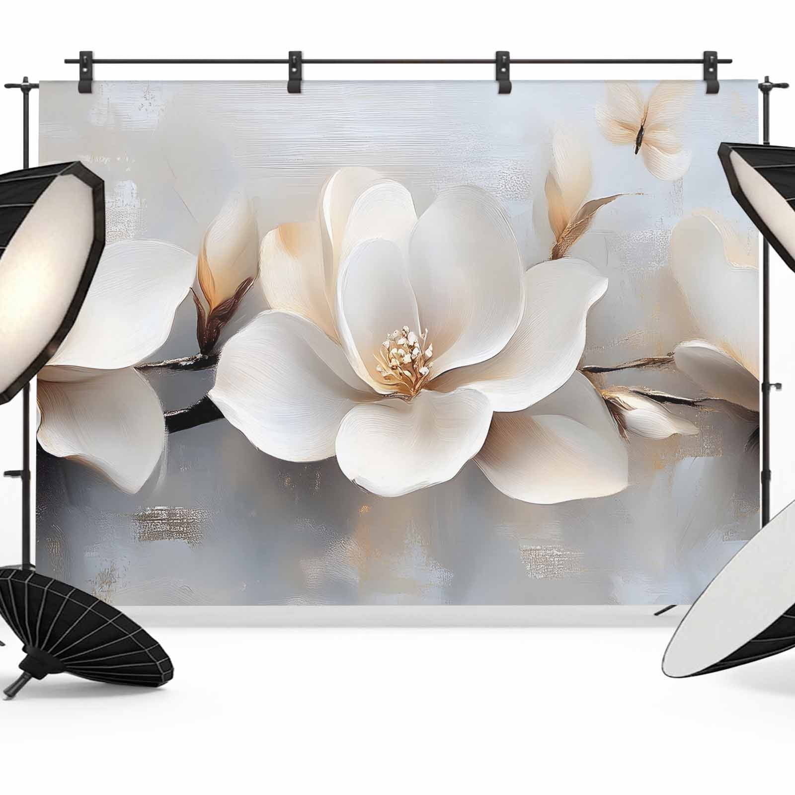 Magnolia Backdrop Magnolia Flower Backdrop for Photography, Retro Flowers Modern Abstract ...
