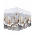 thumbnail image 1 of Magnolia Flower Bed Skirt California King Size 16" Drop Retro Flowers Modern Abstract Ruffled Wrap Around Bed Skirts Adjustable Elastic Bedskirt Dust Ruffle for California King Size Bed, 1 of 7