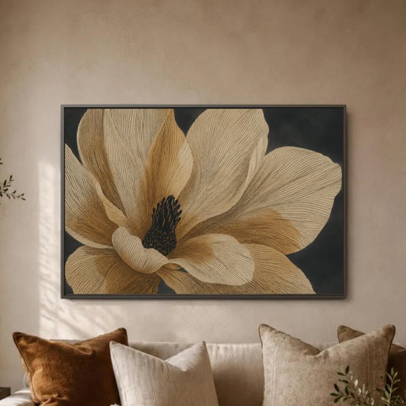 Magnolia Flower Beige Monochrome Botanical Oversized Petal Poster