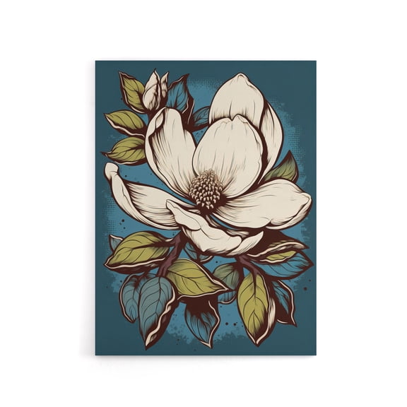 Magnolia Flower Old School USA Tattoo Design Canvas Wall Art Print 18X24"