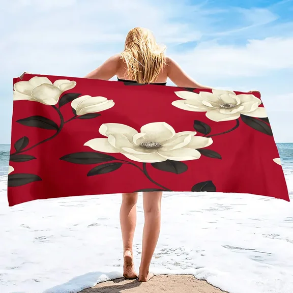 Magnolia Flower Oversized Beach Towel Sand Free Soft Super Lightweight Quick Dry Swim Towels Beach Throw Towel for Women Girls (8)