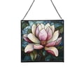 thumbnail image 1 of Magnolia Flower Stained Glass Panel Suncatcher Square Window Hanging, 8 Inch Real Glass Decorative Art Sun Catcher for Home, Gift, and Garden Decor 76OR4, 1 of 6