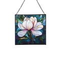 thumbnail image 1 of Magnolia Flower Stained Glass Panel Suncatcher Square Window Hanging, 8 Inch Real Glass Decorative Art Sun Catcher for Home, Gift, and Garden Decor 78OR4, 1 of 6