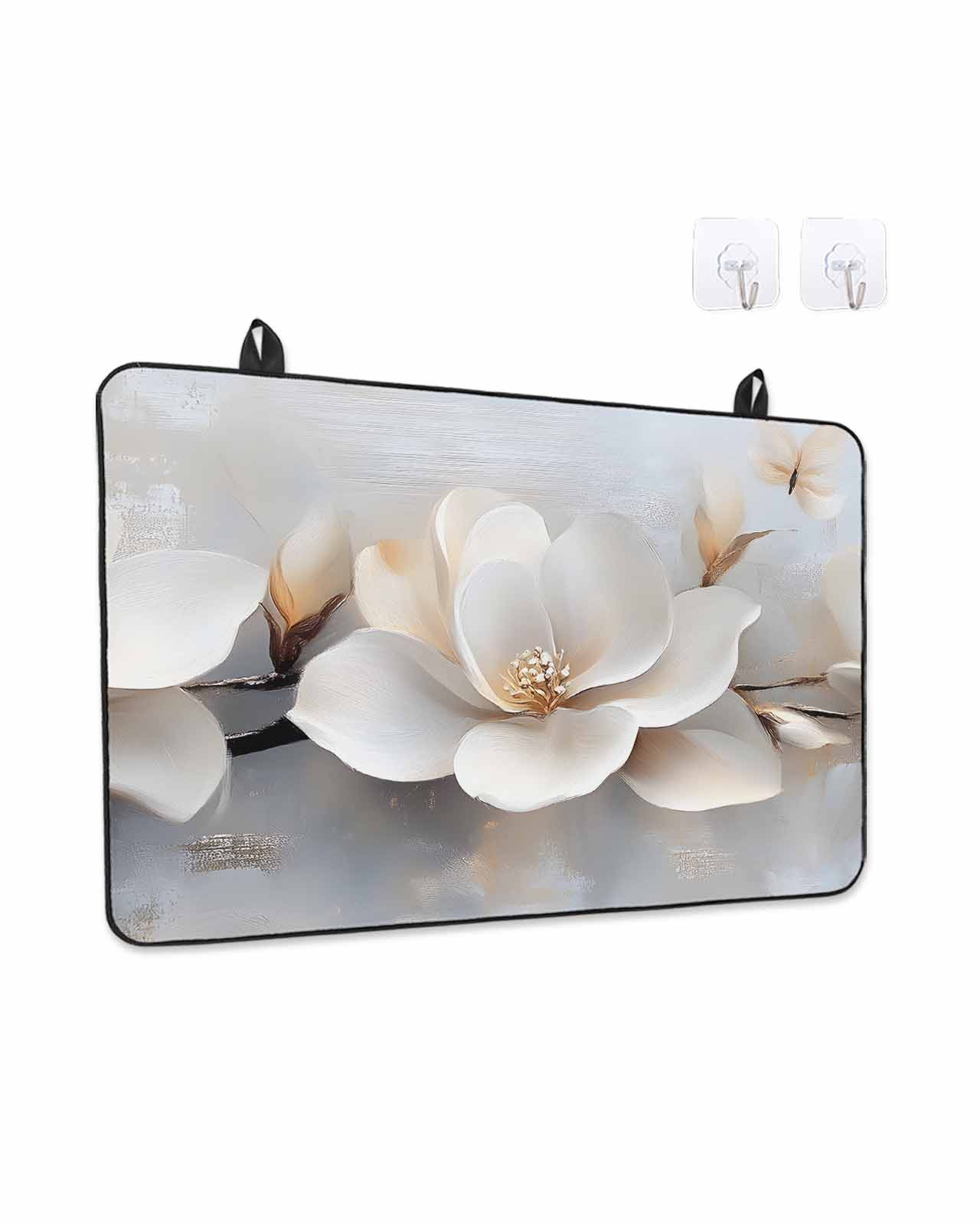 Magnolia Flower Stove Top Covers for Electric Stove, 28'x20'' Retro Flowers Modern Abstract Glass Ceramic Stove Cover Foldable Rubber Mat Heat Resistant Cooktop Protector for Kitchen