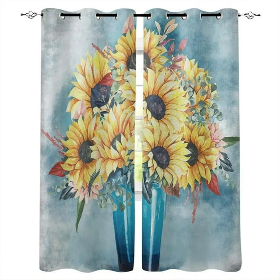 Magnolia Flower Vintage Wood Grain Window Curtains Bedroom Kitchen Drapes Panel Curtains for Living Room Christmas Home Decor