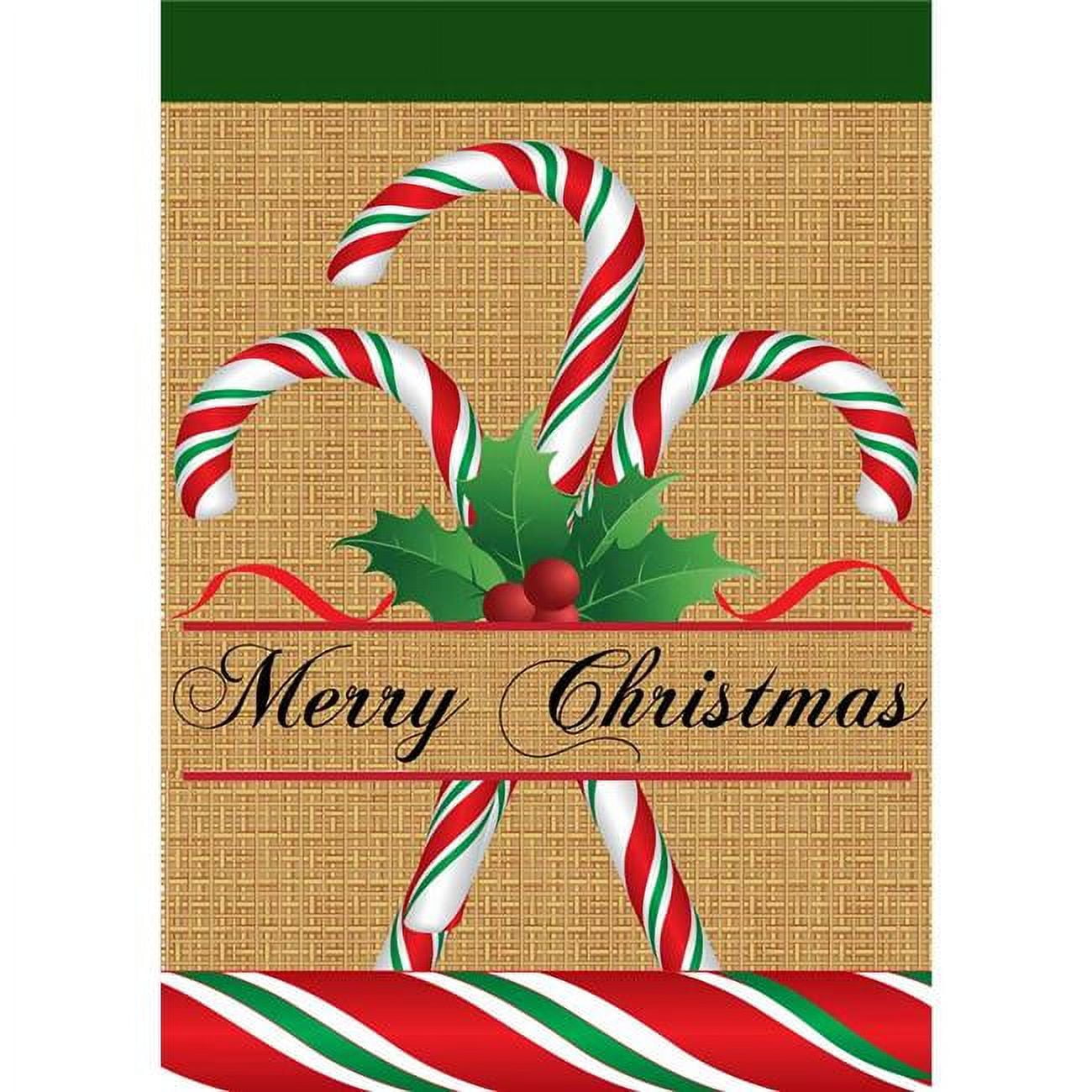 Merry Christmas Candy Cane Burlap Garden Flag, 13" x 18"